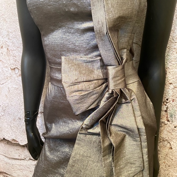 Daisy Grey Sateen Stretch Front Bow Dress - Picture 2 of 5